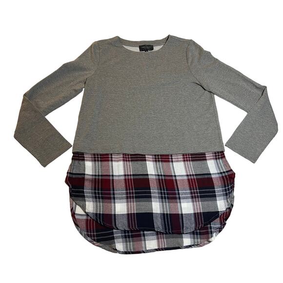 Romeo & Juliet Couture Crewneck Plaid Flannel Tunic Top Size Small 90s Preppy - Picture 1 of 8